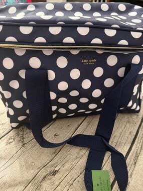NWT! ♠️ Cute kate spade large insulated cooler bag navy white polka dot